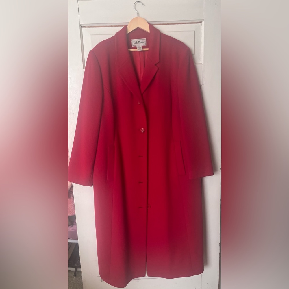 LLBean red wool coat